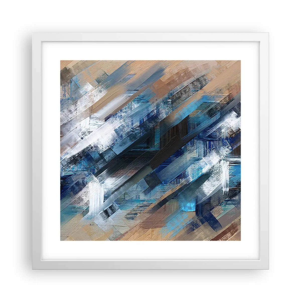 Poster in einem weißen Rahmen - Auf einer blauen Diagonale - 40x40 cm