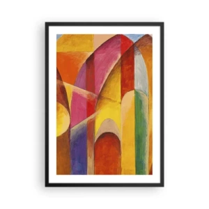 Poster in einem schwarzem Rahmen - Bunte Abstraktion mit geometrischen Formen - 50x70cm - Kathedrale der Sonne - Moderne Wanddekoration für Wohnzimmer und Schlafzimmer ARTTOR