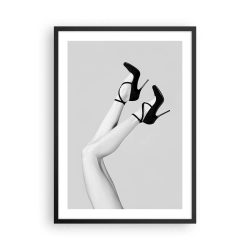 Poster in einem schwarzem Rahmen - Stylische Beine in schwarzen High Heels - 50x70cm - Verkehrt herum - Moderne Wanddekoration für Wohnzimmer und Schlafzimmer ARTTOR