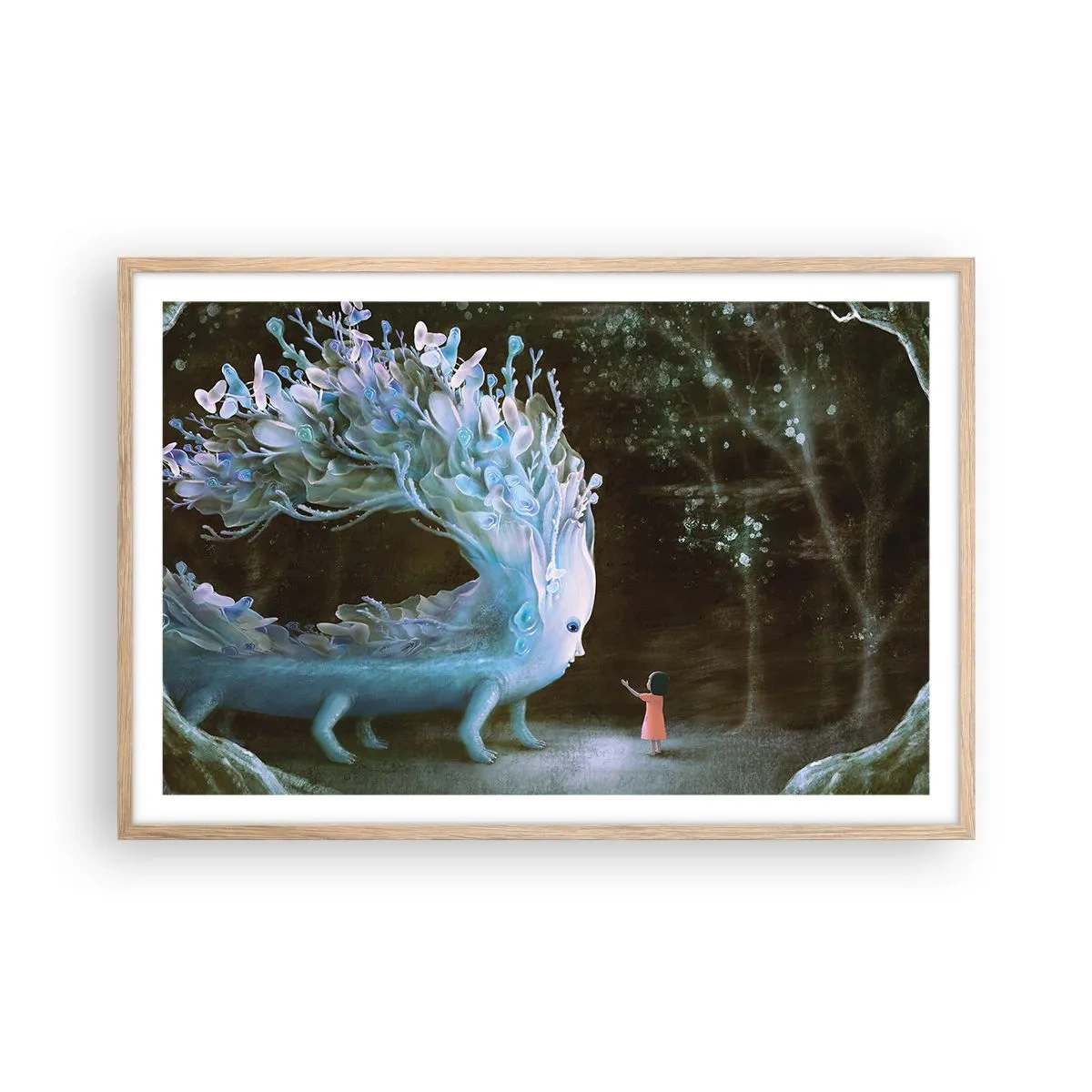 Poster in einem Rahmen aus heller Eiche - Fantastisches Treffen - 91x61 cm
