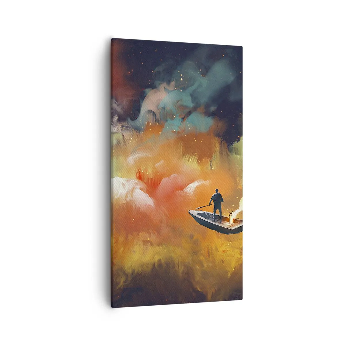 Bild auf Leinwand - Leinwandbild - Mit dem Boot durch die Galaxie - 55x100 cm