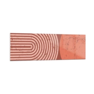 Glasbild - Bild auf glas - Geometrische Muster in Terrakotta-Tönen auf Vintage-Hintergrund - 160x50cm - Enge Beziehung - Moderne Wanddekoration für Wohnzimmer und Schlafzimmer ARTTOR