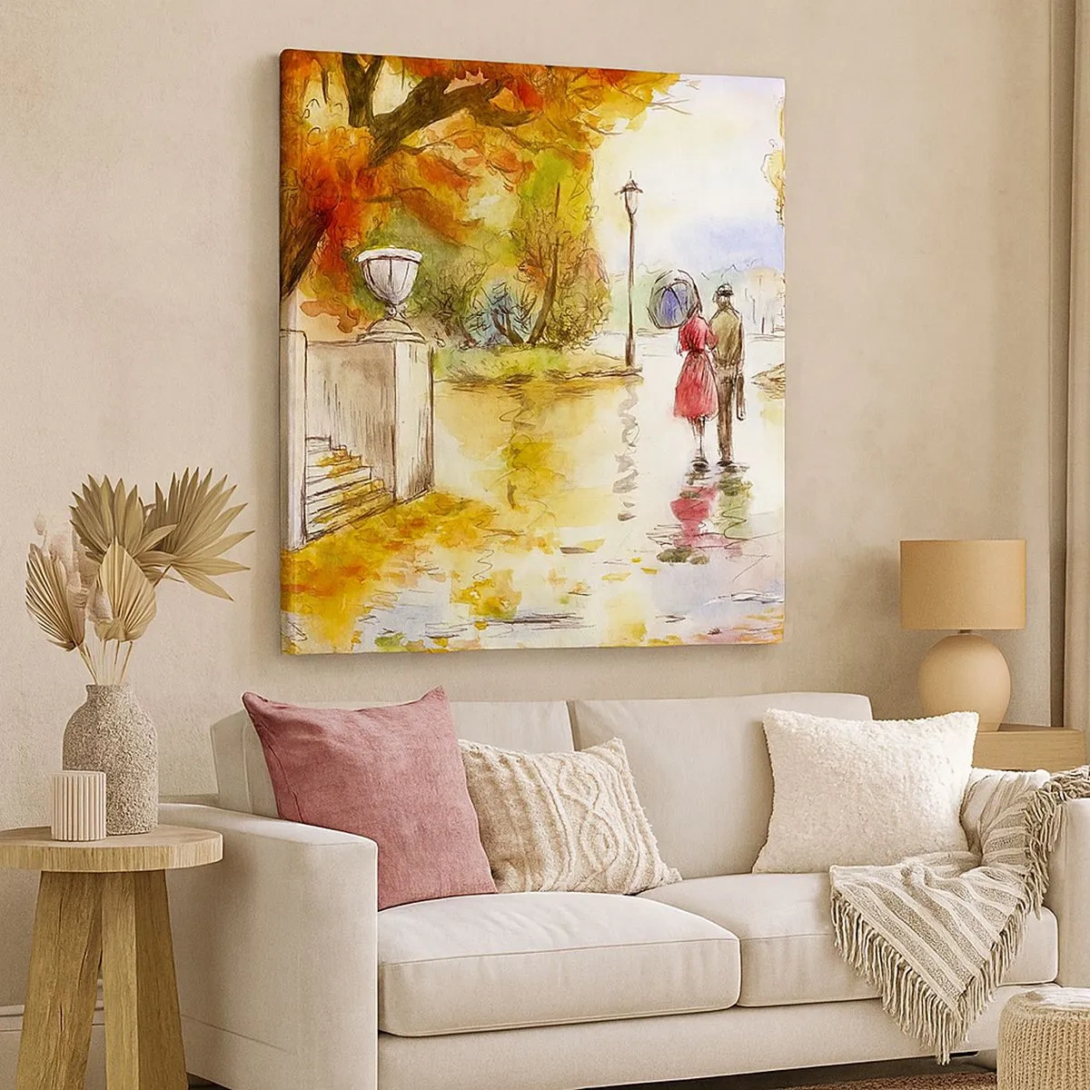 Bild auf Leinwand - Leinwandbild - Romantischer Herbst im Park - 30x30 cm