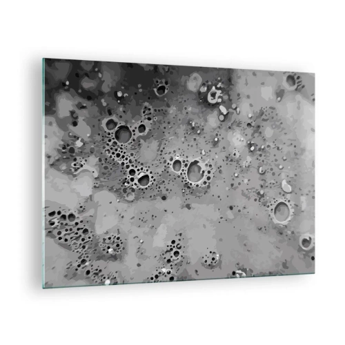 Glasbild - Bild auf glas - Ein abstraktes Muster in Grautönen, das der Oberfläche des Mondes ähnelt. - 70x50cm - Wie eine Mondlandschaft - Moderne Wanddekoration für Wohnzimmer und Schlafzimmer ARTTOR