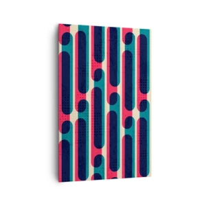 Bild auf Leinwand - Leinwandbild - Geometrisches Retro-Muster mit Pastellfarben - 80x120cm - In die Tiefe und vorwärts - Moderne Wanddekoration für Wohnzimmer und Schlafzimmer ARTTOR