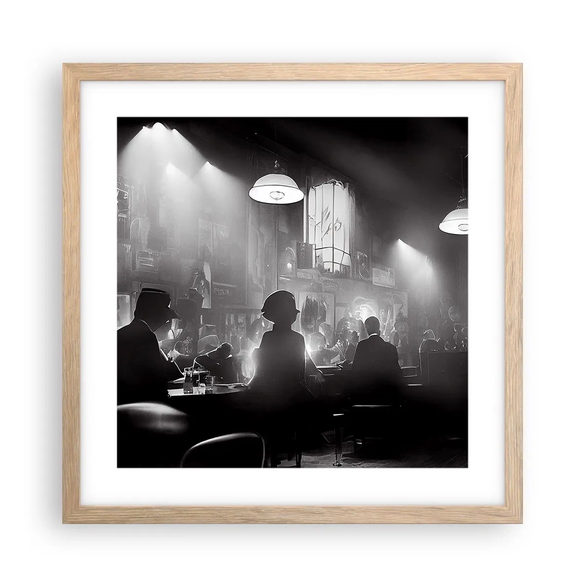 Poster in einem Rahmen aus heller Eiche - In Jazz-Atmosphäre - 40x40 cm