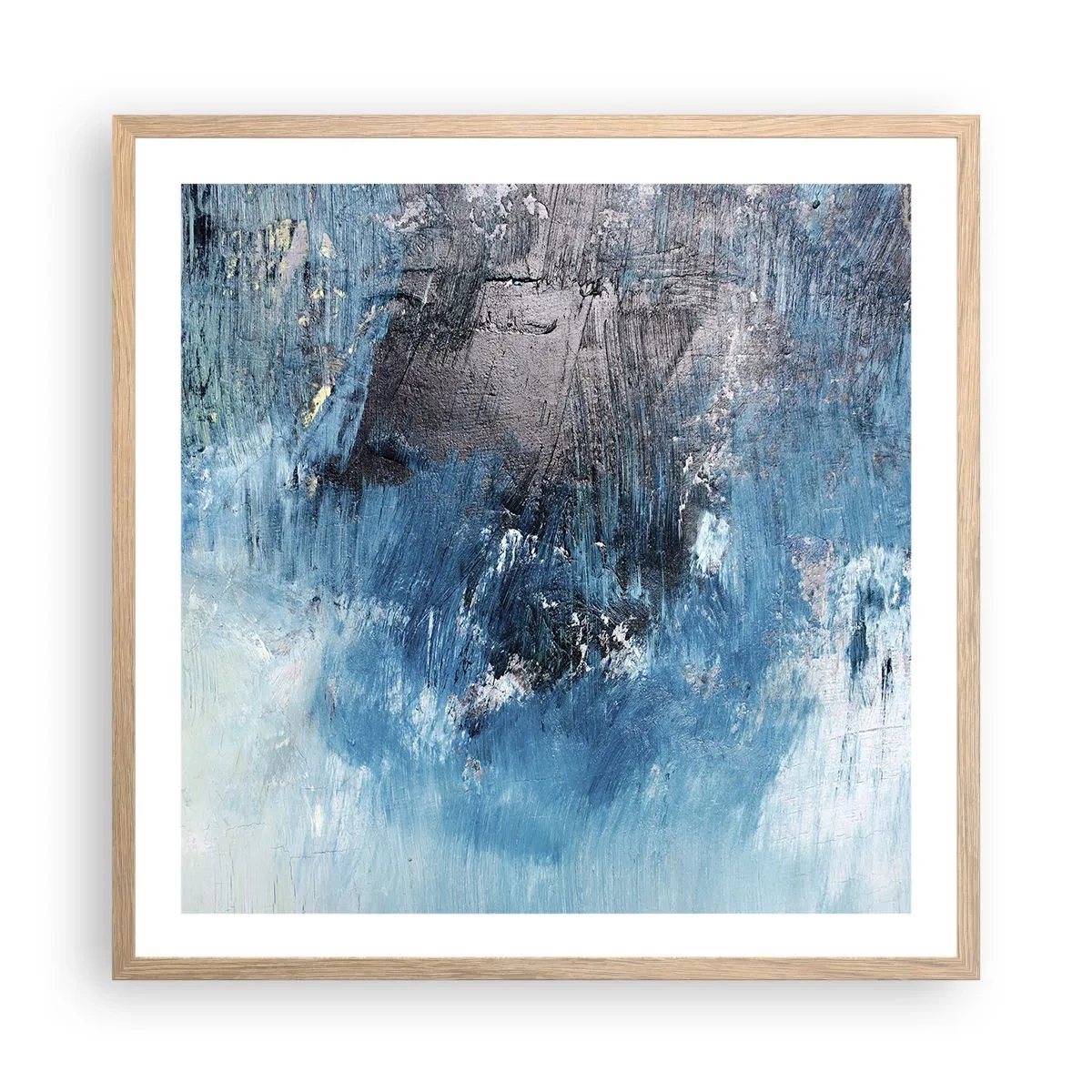 Poster in einem Rahmen aus heller Eiche - Rhapsodie in Blau - 60x60 cm