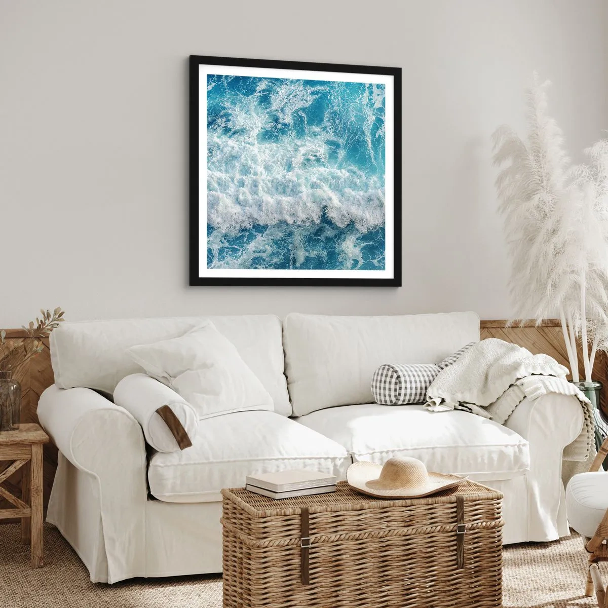 Poster in einem schwarzem Rahmen - Freudig und springend - 40x40 cm