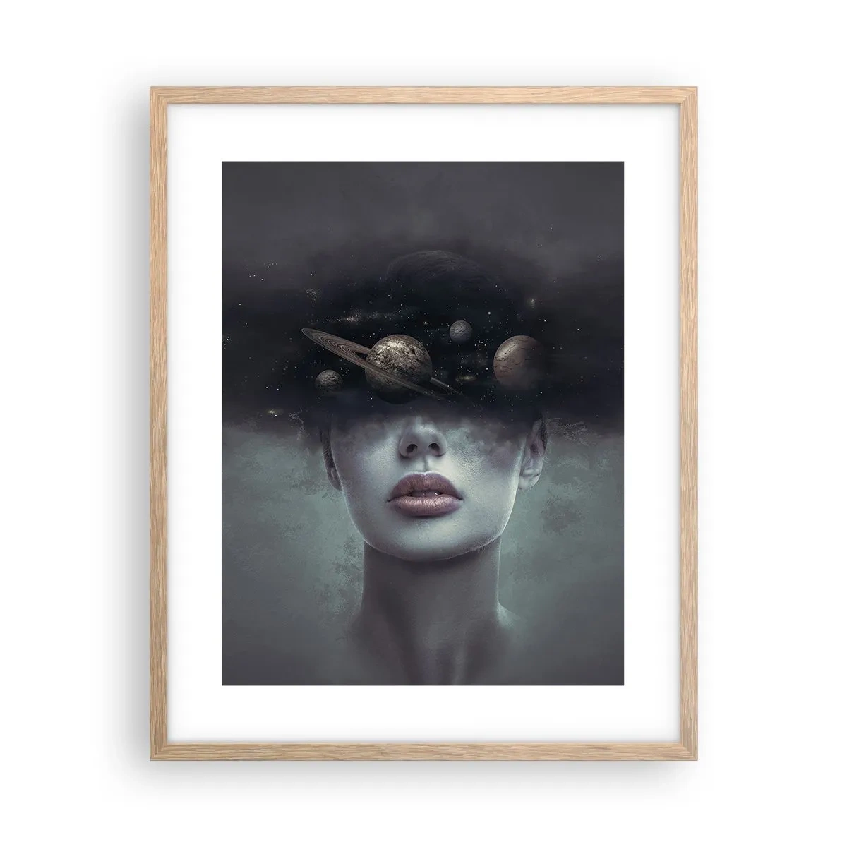 Poster in einem Rahmen aus heller Eiche - Und die Planeten spielen verrückt ... - 40x50 cm