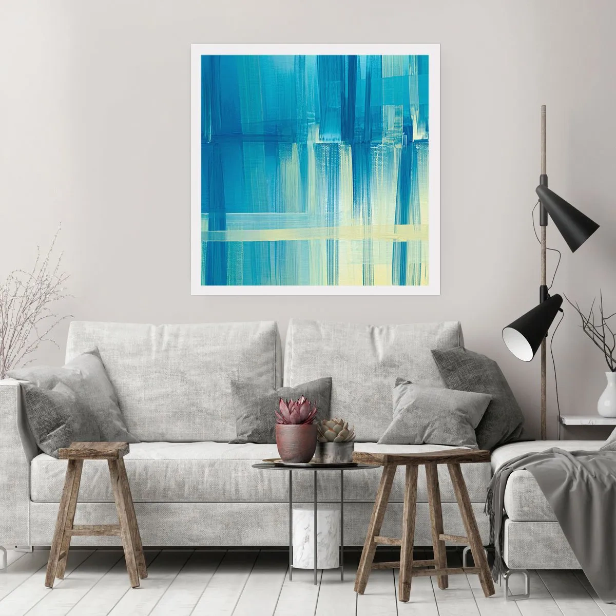 Poster - Komposition in Türkis - 60x60 cm