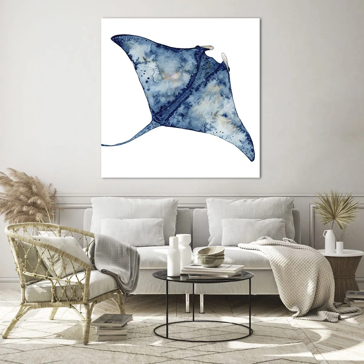 Glasbild - Bild auf glas - Leben im Blau - 70x70 cm