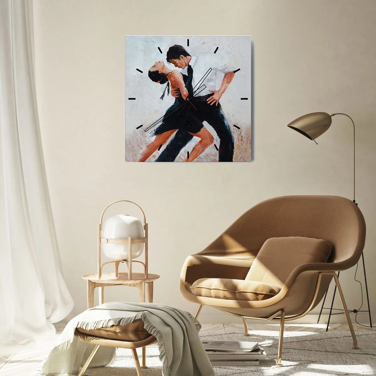 Wanduhr - Glasuhr - Ein tanzendes Paar in einer eleganten, sinnlichen Aufnahme - 30x30cm - Tango meiner Träume und Träume - Moderne Wanddekoration für Wohnzimmer und Schlafzimmer ARTTOR