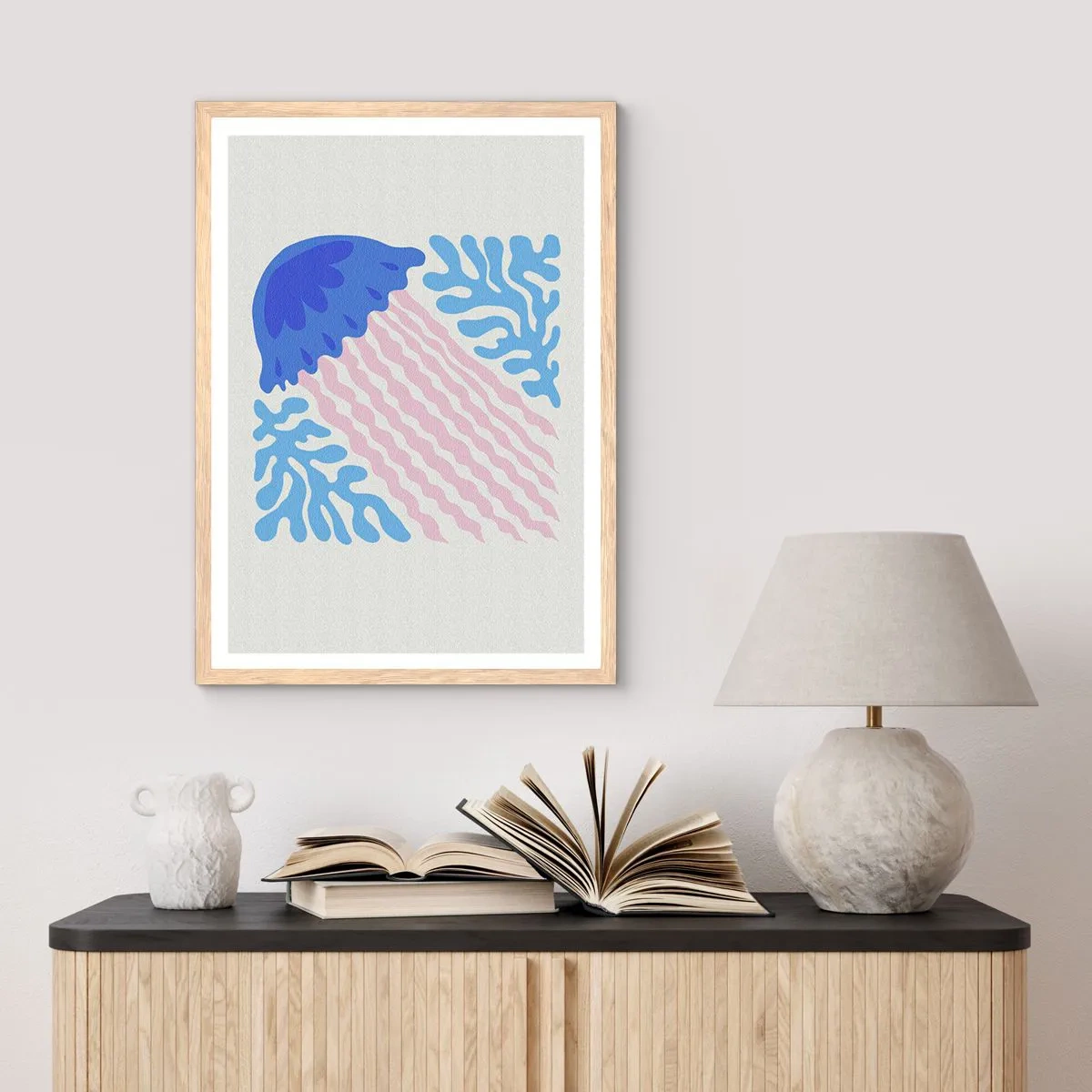 Poster in einem Rahmen aus heller Eiche - Wie aus einer anderen Welt - 50x70 cm