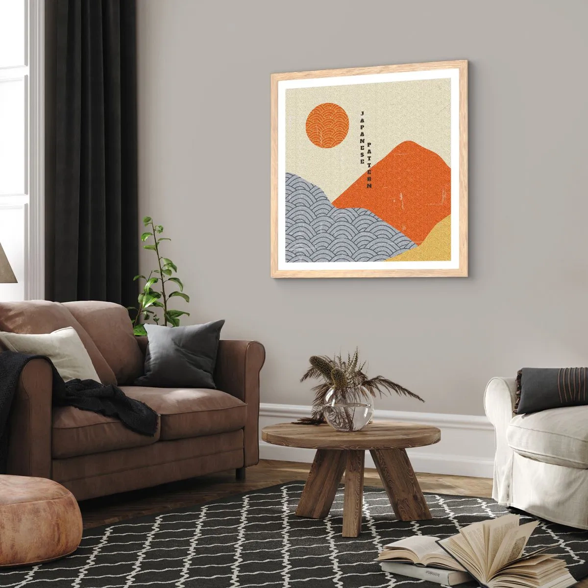 Poster in einem Rahmen aus heller Eiche - Im japanischen Geist - 60x60 cm