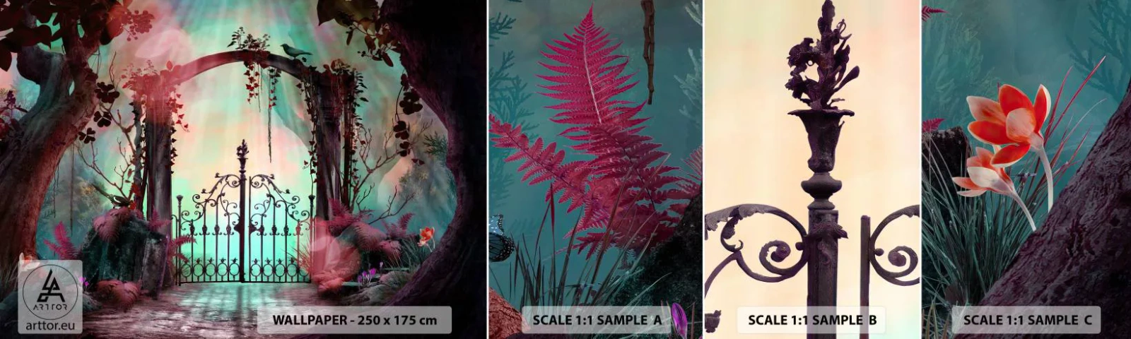 Fototapetenmuster Standard Eco - Geheimer Garten - Fantasie, Geheimer Garten, Märchen - 100x30 cm