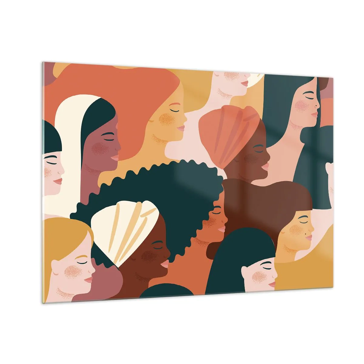 Glasbild - Bild auf glas - Stilvolle Darstellung vielfältiger weiblicher Silhouetten - 100x70cm - Nur Weiblichkeit - Moderne Wanddekoration für Wohnzimmer und Schlafzimmer ARTTOR