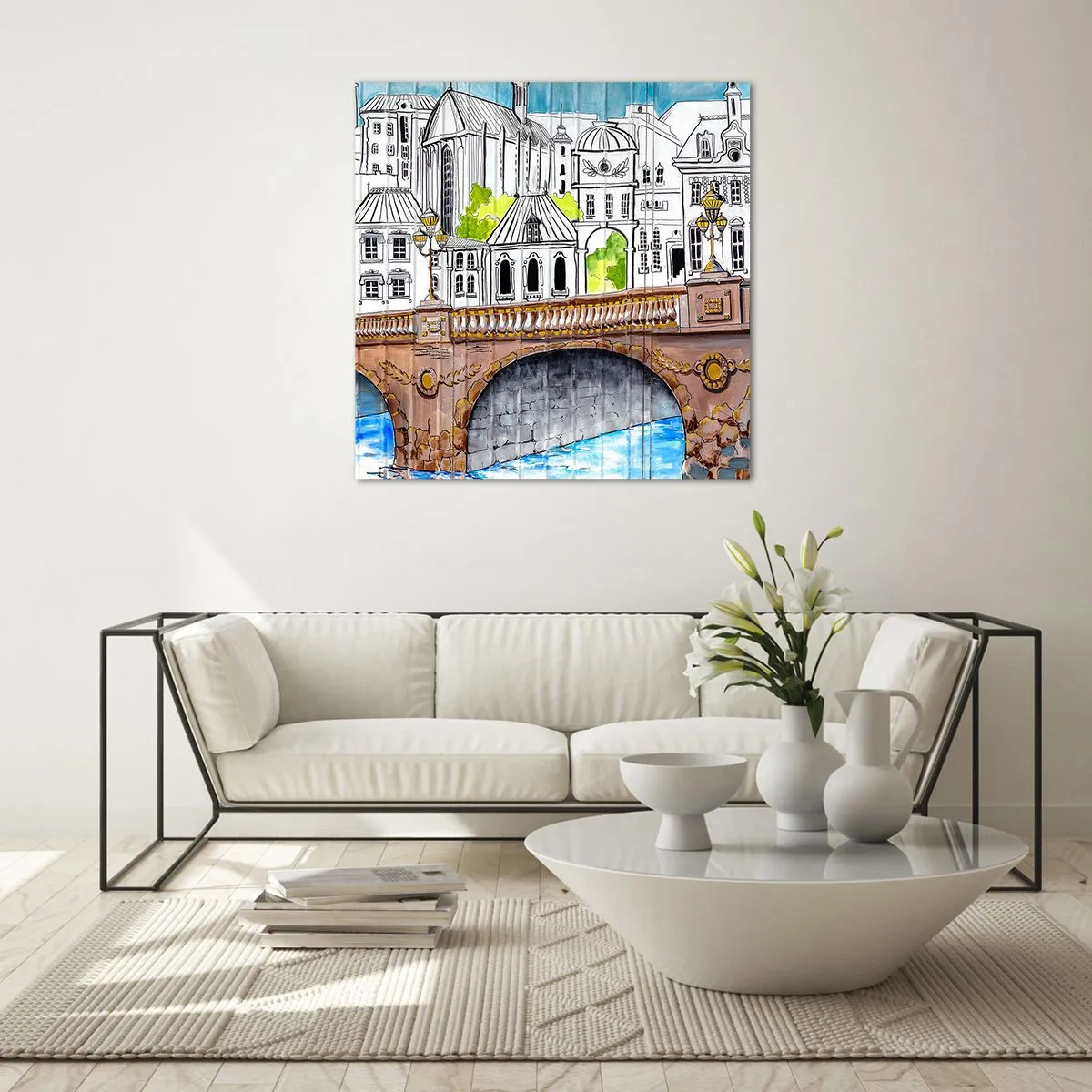 Glasbild - Bild auf glas - Die Stadt ist gemalt - 40x40 cm