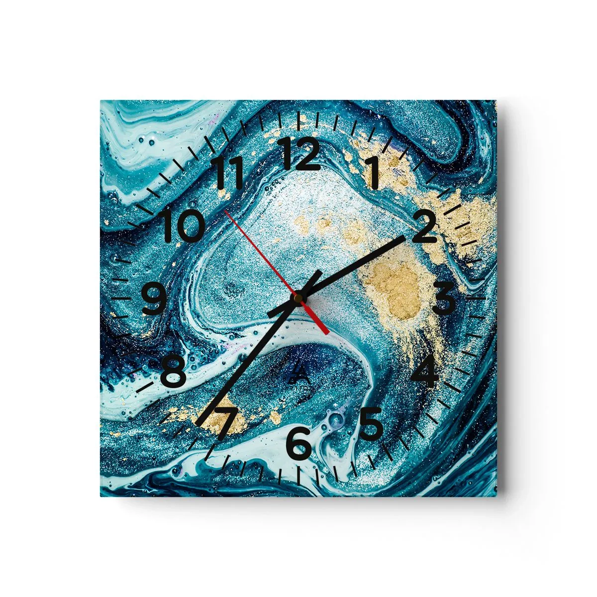 Wanduhr - Glasuhr - Blauer Wirbel - 30x30 cm