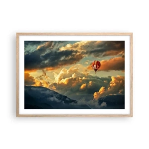 Poster in einem Rahmen aus heller Eiche - Ich fliege, weil ich es will - 70x50 cm