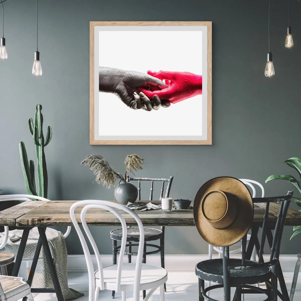 Poster in einem Rahmen aus heller Eiche - Gemeinsam, obwohl anders - 40x40 cm