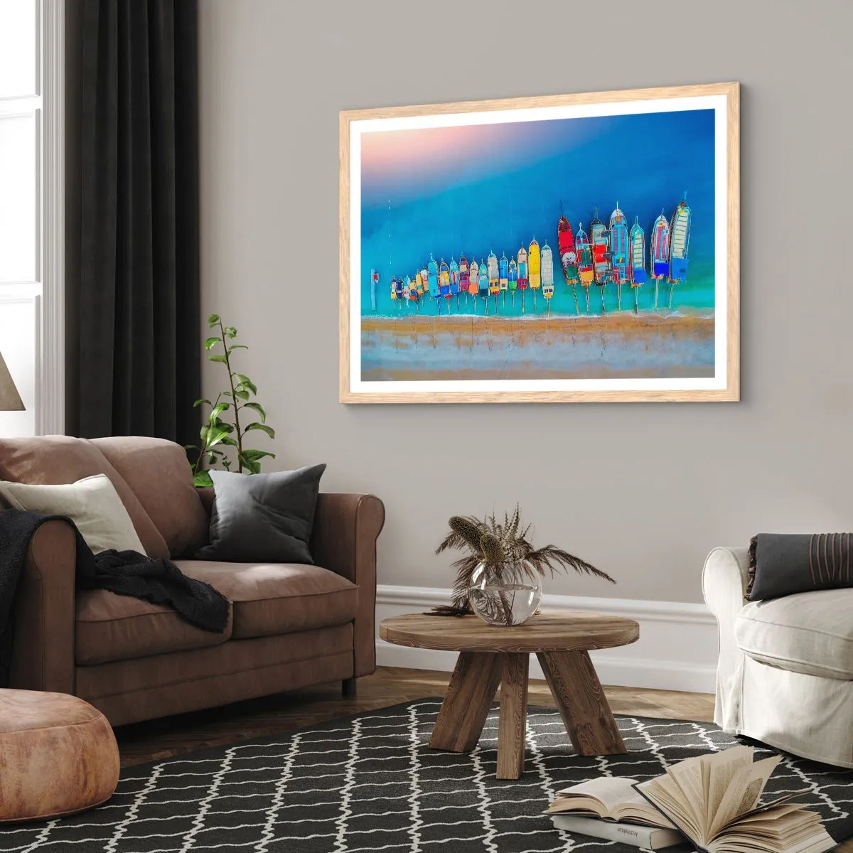 Poster in einem Rahmen aus heller Eiche - Aus der Vogelperspektive - 100x70 cm