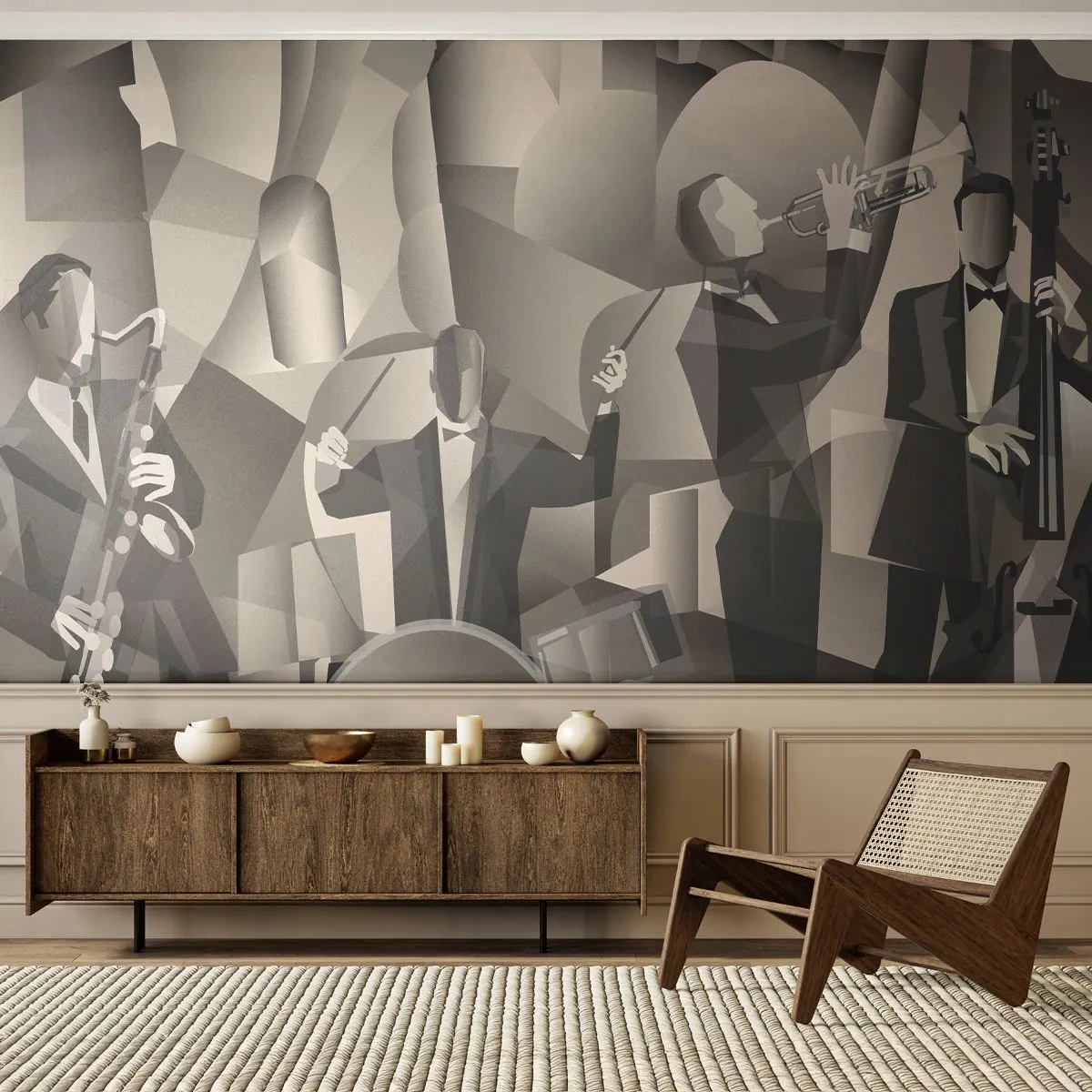 Fototapete Premium Sand - Im Raum der Klänge - Abstraktion, Band, Jazz - 350x256 cm