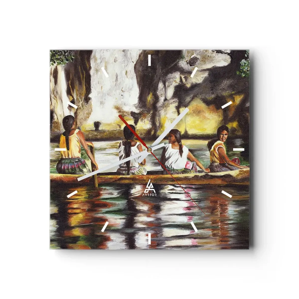 Wanduhr - Glasuhr - In einem polynesischen Paradies - 40x40 cm