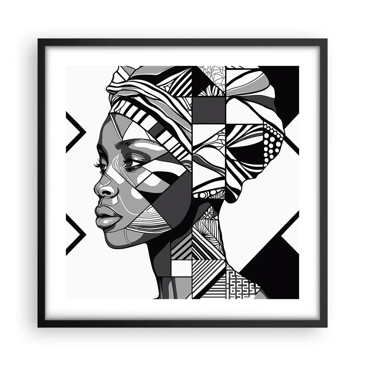 Poster in einem schwarzem Rahmen - Ethnisches Porträt - 50x50 cm