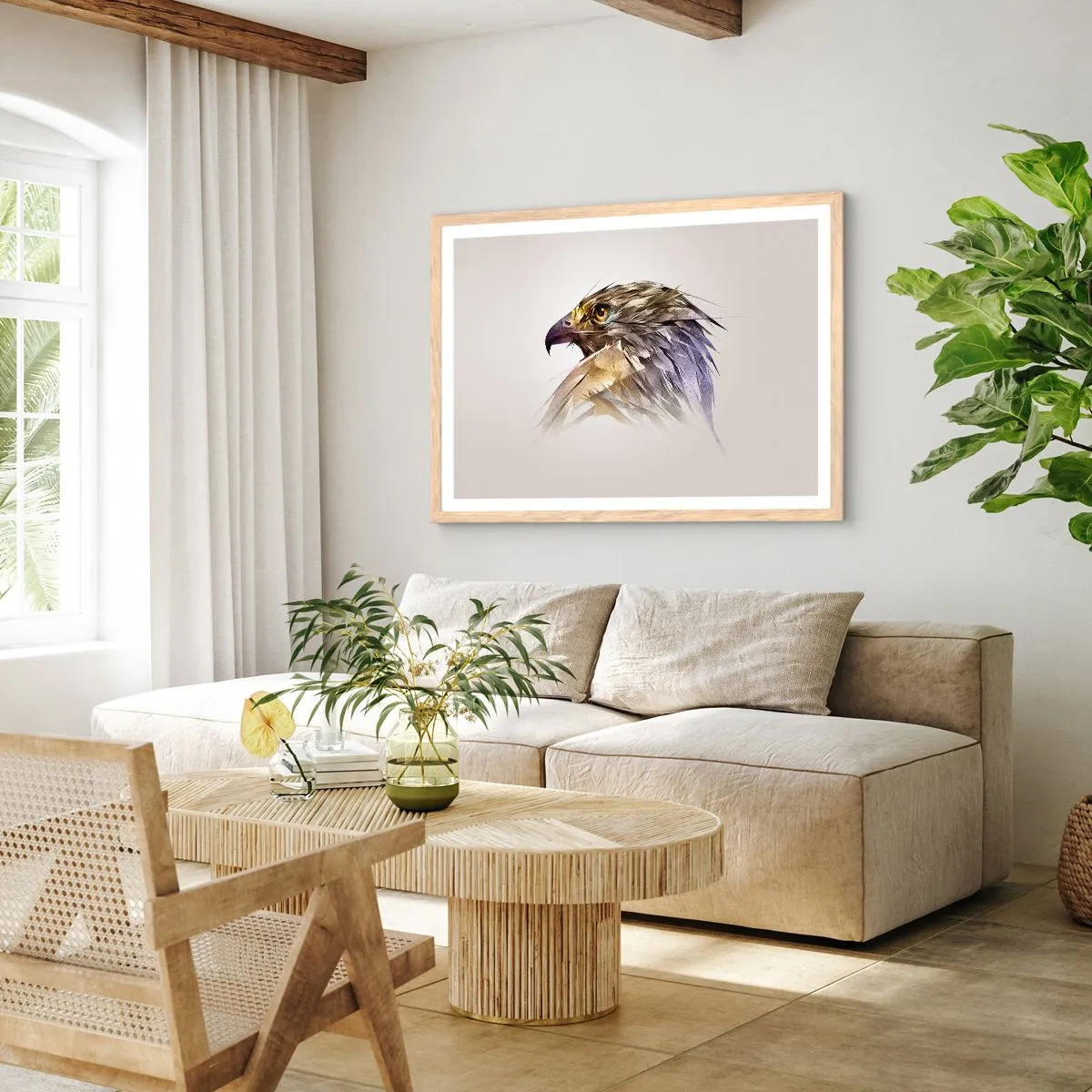 Poster in einem Rahmen aus heller Eiche - Porträt eines Kriegers - 91x61 cm