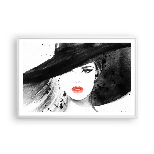 Poster in einem weißen Rahmen - Frau in schwarz - 91x61 cm