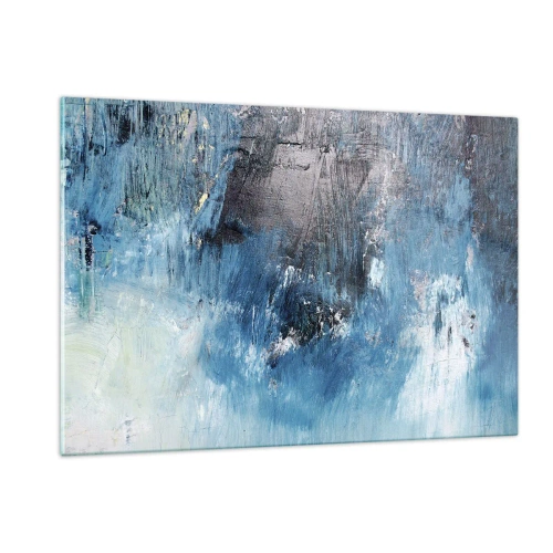 Glasbild - Bild auf glas - Abstrakte Komposition in Blautönen - 120x80cm - Rhapsodie in Blau - Moderne Wanddekoration für Wohnzimmer und Schlafzimmer ARTTOR