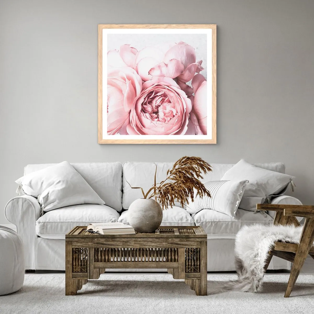 Poster in einem Rahmen aus heller Eiche - Für Romantiker - 30x30 cm