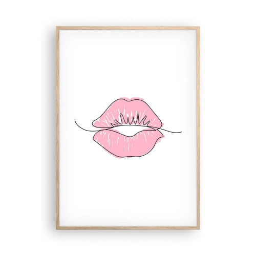Poster in einem Rahmen aus heller Eiche - Bereit zum Küssen? - 70x100 cm