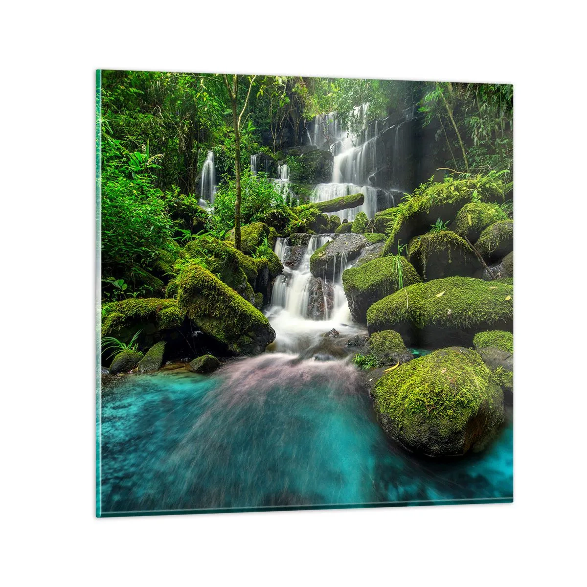 Glasbild - Bild auf glas - Türkis, Saphire und flüssiges Silber - 30x30 cm