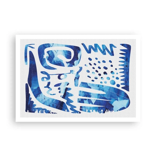 Poster - Abstraktes Muster in Blautönen - 100x70cm - Zurück zu den Wurzeln - Moderne Wanddekoration für Wohnzimmer und Schlafzimmer ARTTOR