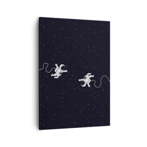 Bild auf Leinwand - Leinwandbild - Astronauten schweben im Weltraum vor dem Hintergrund der Sterne - 50x70cm - Kosmischer Tanz - Moderne Wanddekoration für Wohnzimmer und Schlafzimmer ARTTOR