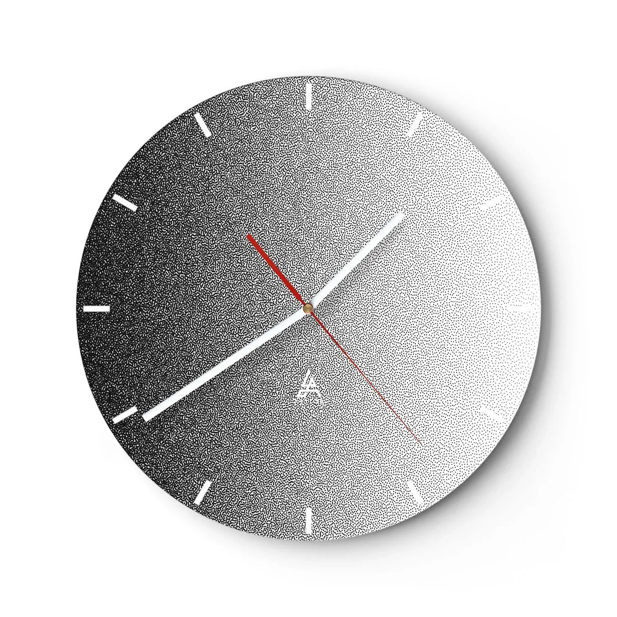 Wanduhr - Glasuhr - Ein Schwarz-Weiß-Farbverlauf aus dichten Punkten, die ins Licht übergehen. - 30x30cm - Dem Licht entgegen - Moderne Wanddekoration für Wohnzimmer, Küche und Schlafzimmer ARTTOR