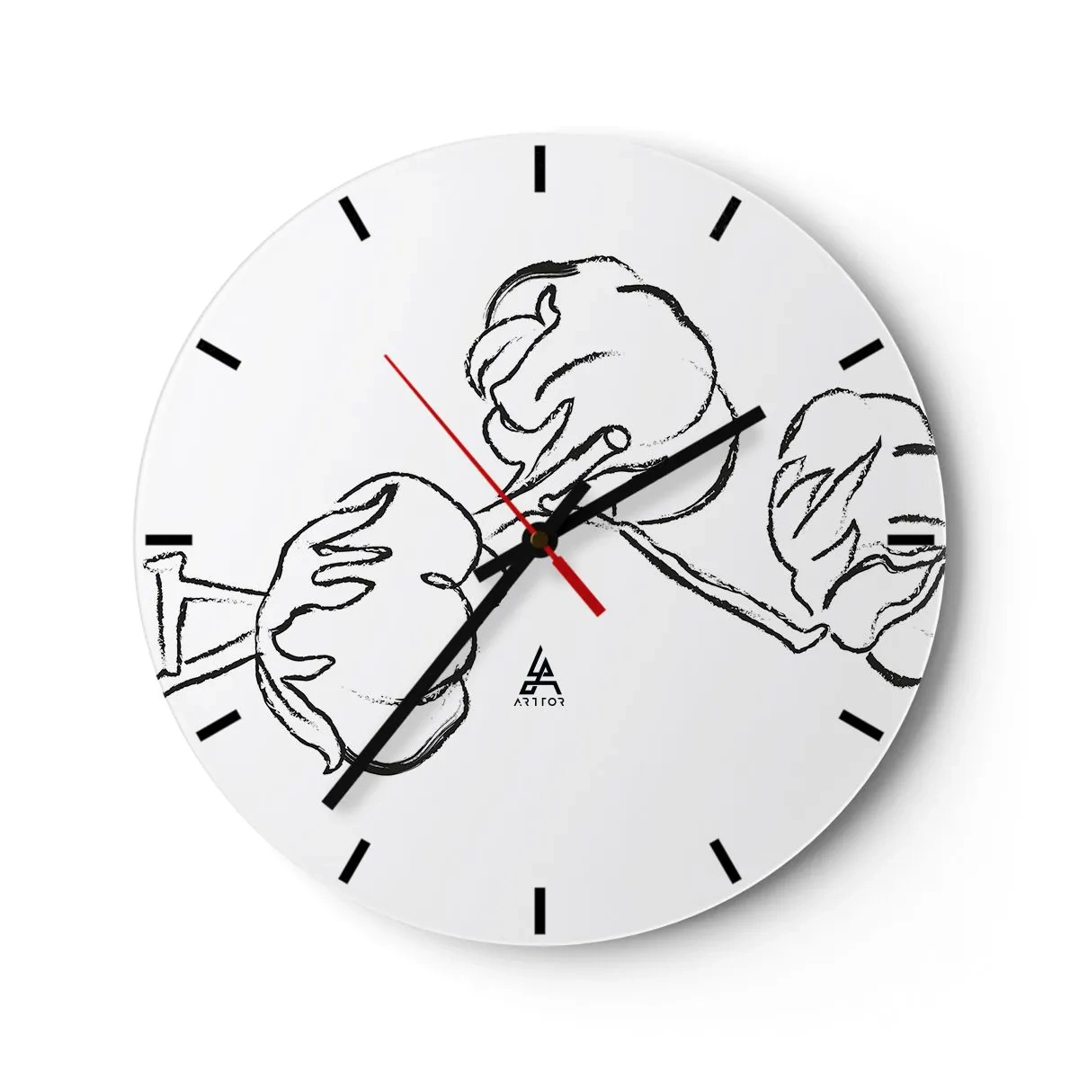 Wanduhr - Glasuhr - Baumwolldaunen - 40x40 cm
