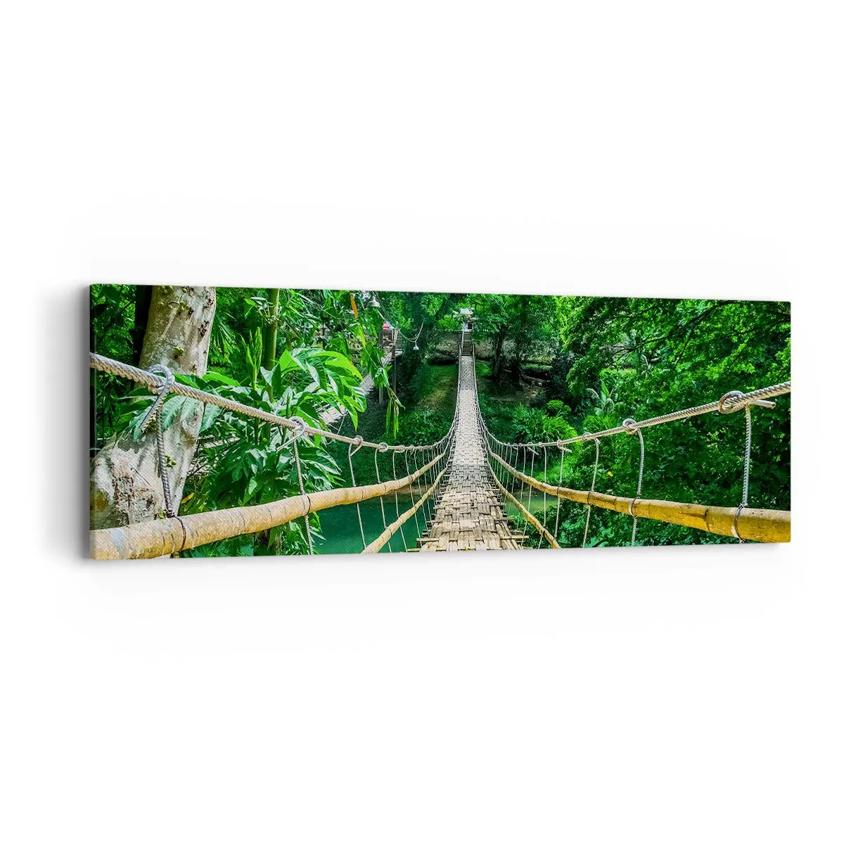 Bild auf Leinwand - Leinwandbild - Monkey Bridge über das Grün - 90x30 cm