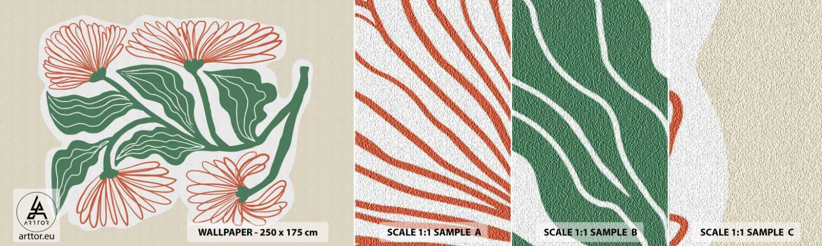 Fototapeten Muster Selbstklebend Deluxe Sticker - Im Folkstil und modern - Boho, Blumen, Minimalismus - 100x30 cm