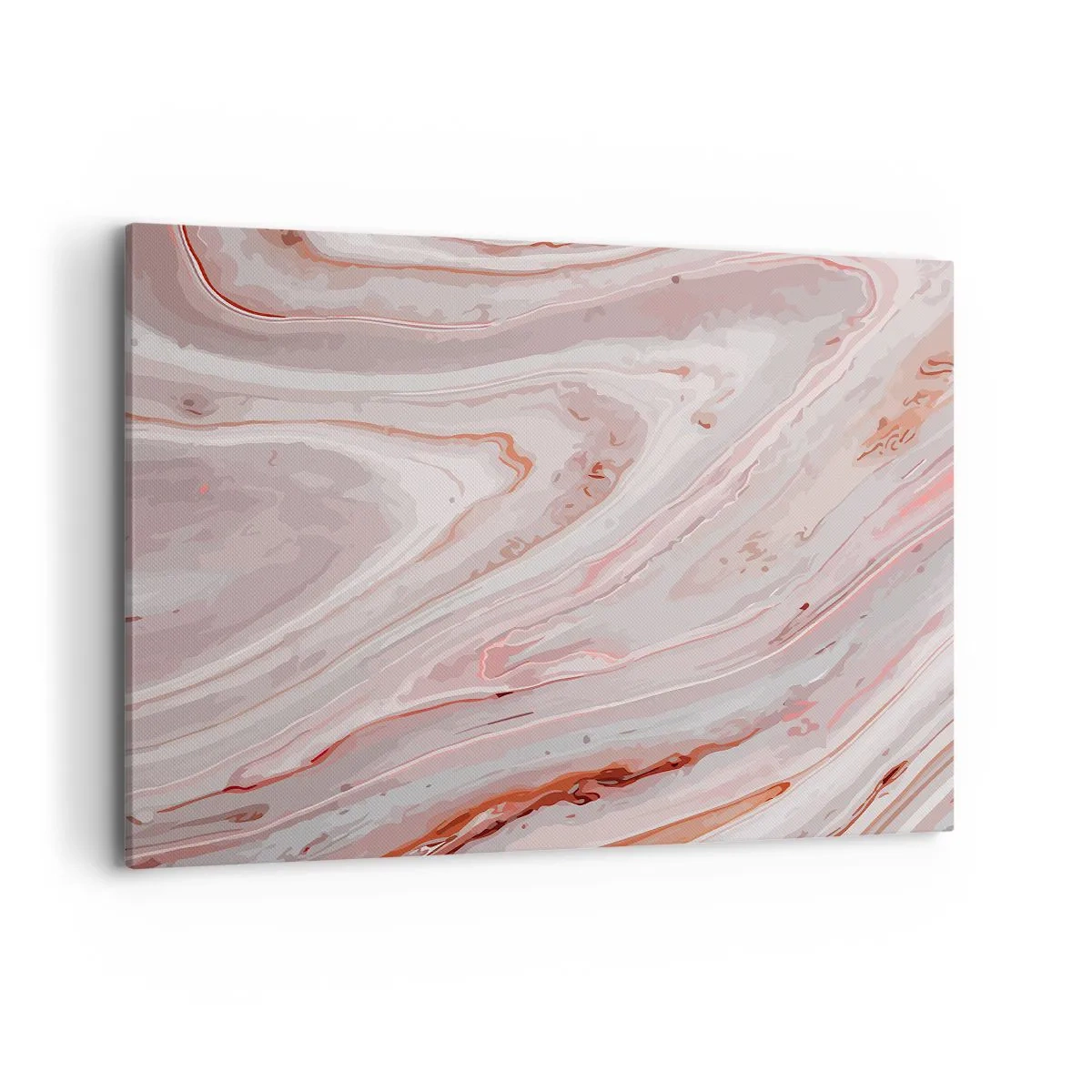 Bild auf Leinwand - Leinwandbild - Abstrakte Wellen in zarten Rosa- und Beigetönen - 100x70cm - Rosa Flüssigkeit - Moderne Wanddekoration für Wohnzimmer und Schlafzimmer ARTTOR
