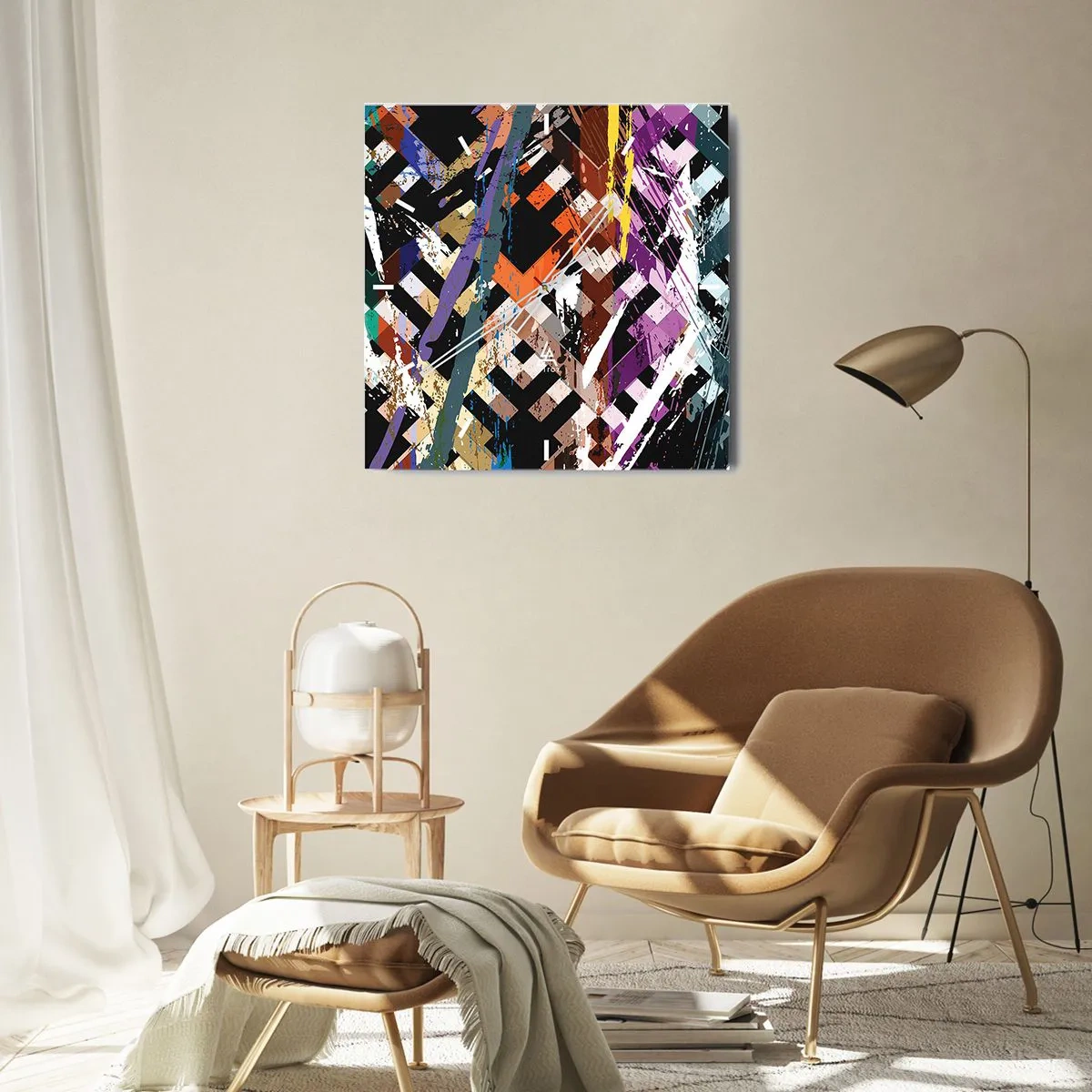 Wanduhr - Glasuhr - Quadriert - 40x40 cm