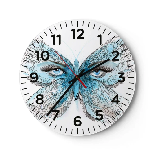 Wanduhr - Glasuhr - Eros Blaumeise - 40x40 cm