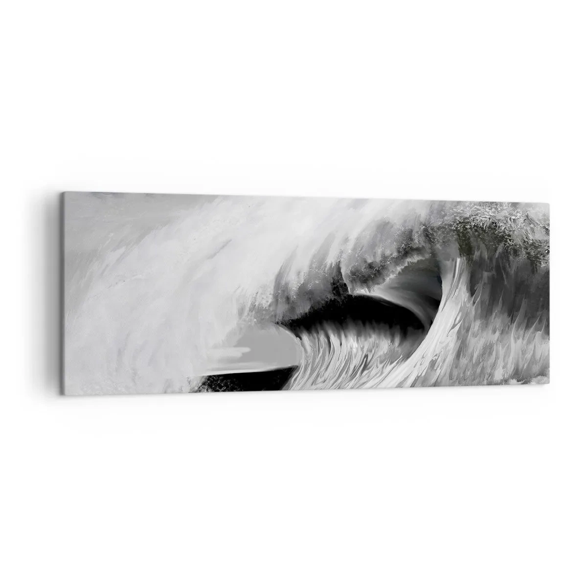 Bild auf Leinwand - Leinwandbild - Dramatische Meereswelle in Monochrom - 140x50cm - Wut des Ozeans - Moderne Wanddekoration für Wohnzimmer und Schlafzimmer ARTTOR