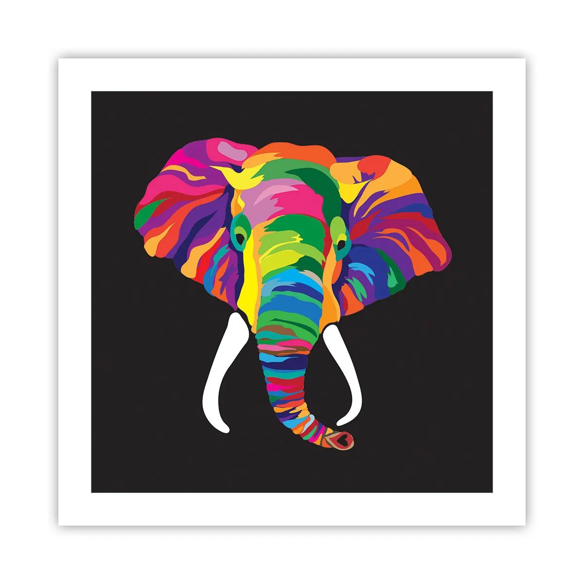 Poster - Der Elefant, der es liebte, im Regenbogen zu baden - 50x50 cm