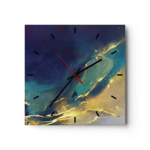 Wanduhr - Glasuhr - Der goldene Teich - 40x40 cm