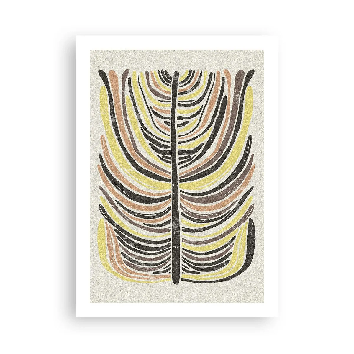 Poster - Abstraktes Blatt in Erdtönen - 50x70cm - Abstraktion voller Leben - Moderne Wanddekoration für Wohnzimmer und Schlafzimmer ARTTOR