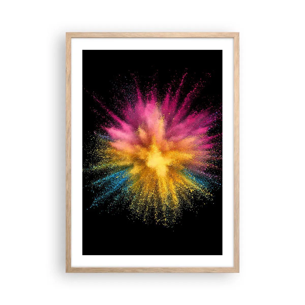 Poster in einem Rahmen aus heller Eiche - Die Geburt der Farben - 50x70 cm