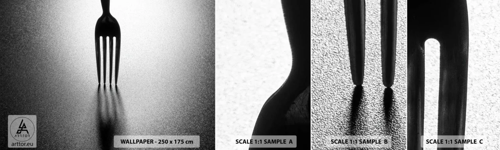 Fototapeten Muster Selbstklebend Deluxe Sticker - Licht und Schatten - Gabel, Besteck, Küche - 100x30 cm