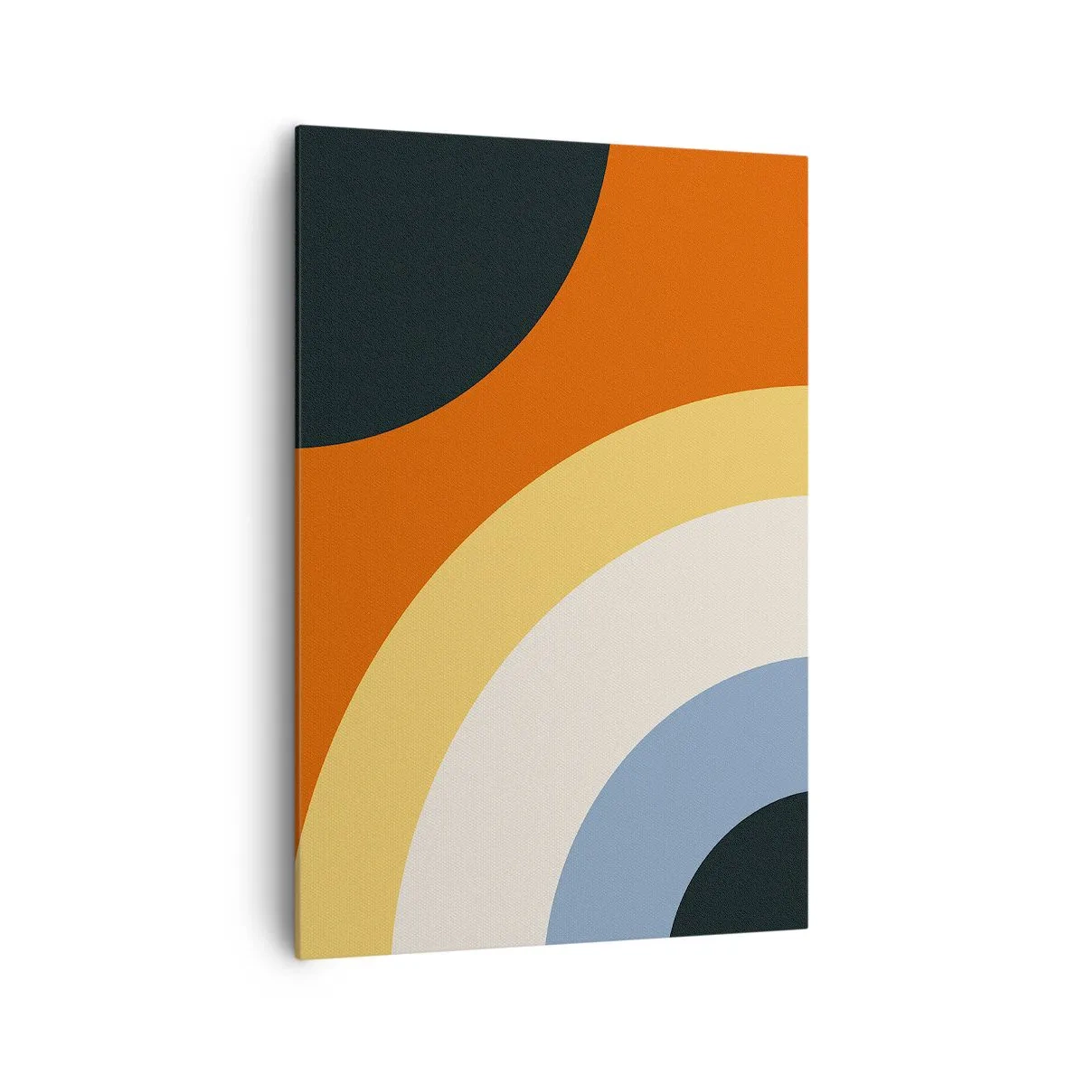 Bild auf Leinwand - Leinwandbild - Abstraktes Kunstwerk mit bunten Bögen und kontrastierenden Kreisen - 70x100cm - Zu mir selbst - Moderne Wanddekoration für Wohnzimmer und Schlafzimmer ARTTOR